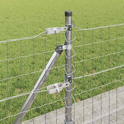 vidaXL Zaun mit Pfosten Silber 0,6 x 25 m Stahl