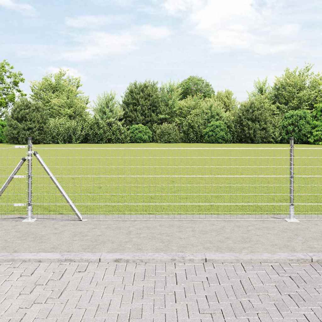 vidaXL Zaun mit Pfosten Silber 0,6 x 25 m Stahl
