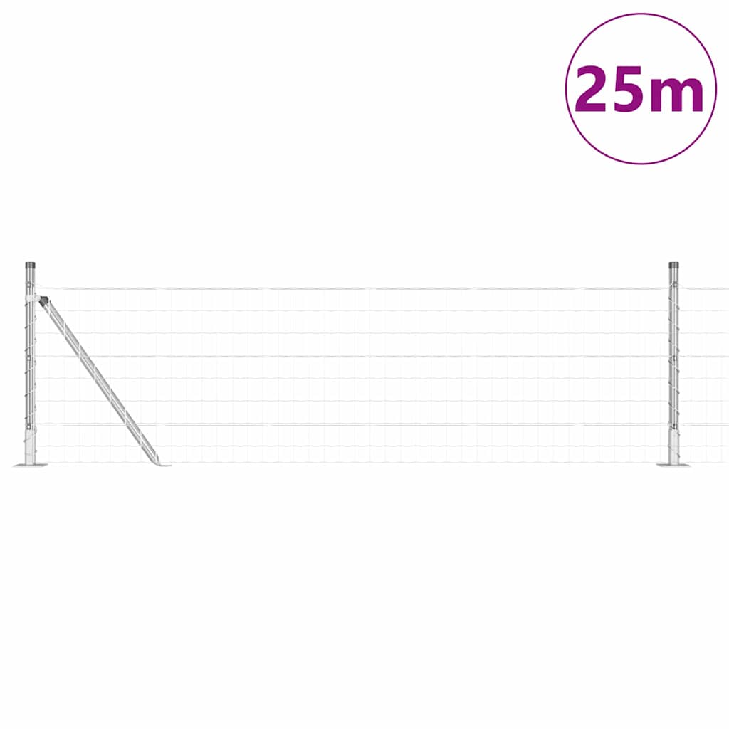 vidaXL Zaun mit Pfosten Silber 0,6 x 25 m Stahl