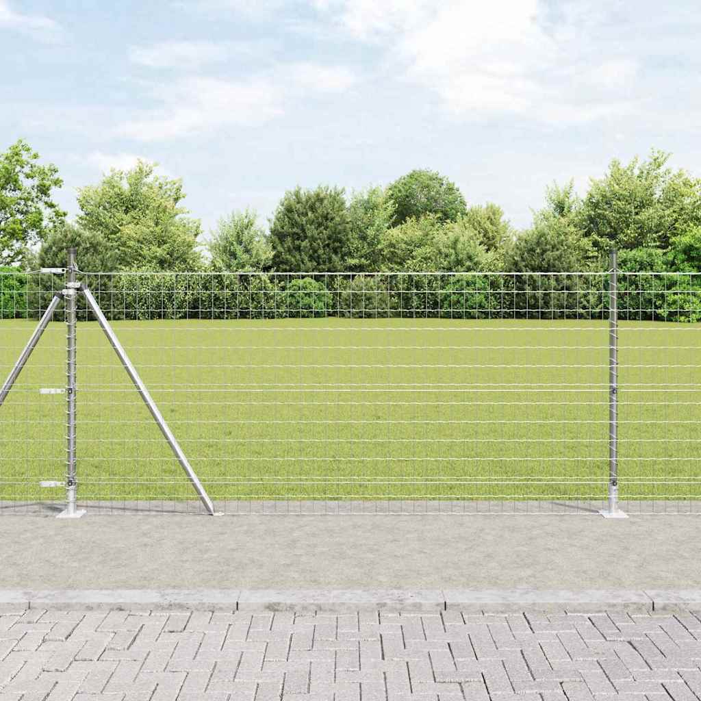 Zaun mit Pfosten Silber 0,8 x 25 m Stahl