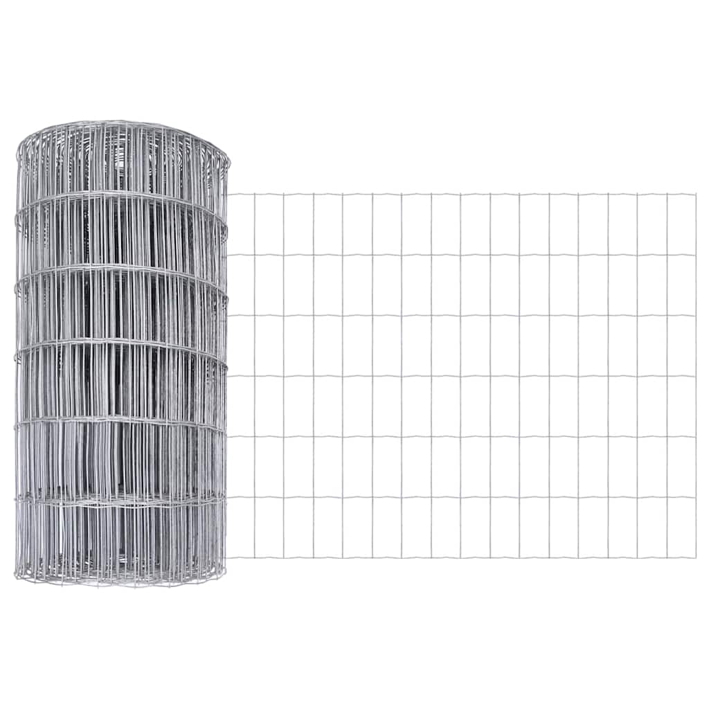 vidaXL Zaun mit Pfosten Silber 0,4 x 25 m Stahl