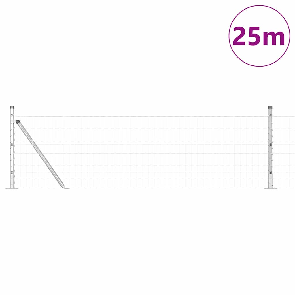 vidaXL Zaun mit Pfosten Silber 0,4 x 25 m Stahl