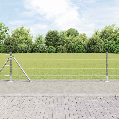 Zaun mit Pfosten Silber 0,6 x 25 m Stahl