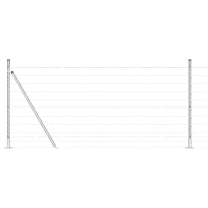 Zaun mit Pfosten Silber 1 x 25 m Stahl