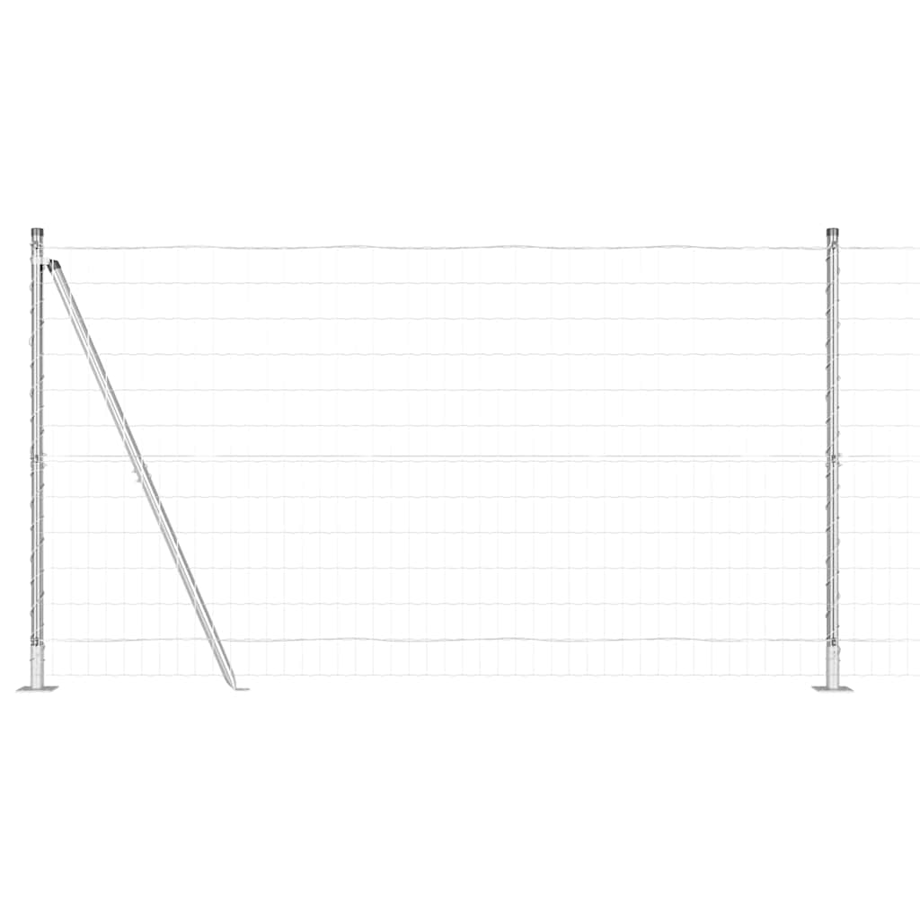 Zaun mit Pfosten Silber 1,2 x 25 m Stahl