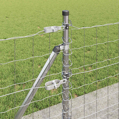 vidaXL Zaun mit Pfosten Silber 0,6 x 25 m Stahl