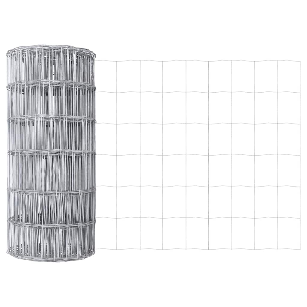 vidaXL Zaun mit Pfosten Silber 0,6 x 25 m Stahl