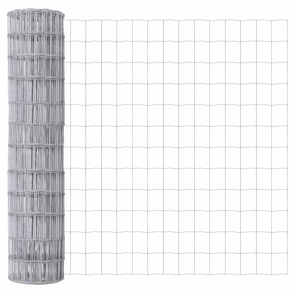 vidaXL Zaun mit Pfosten Silber 1,2 x 25 m Stahl