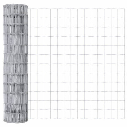 vidaXL Zaun mit Pfosten Silber 1,2 x 25 m Stahl