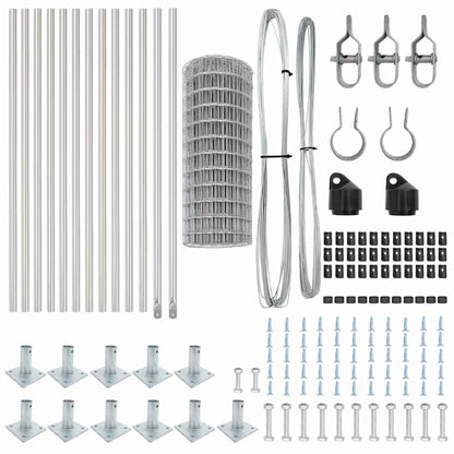 Zaun mit Pfosten Silber 0,4 x 25 m Stahl