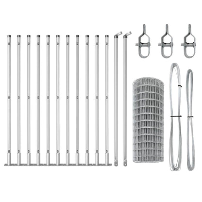 vidaXL Zaun mit Pfosten Silber 0,6 x 25 m Stahl
