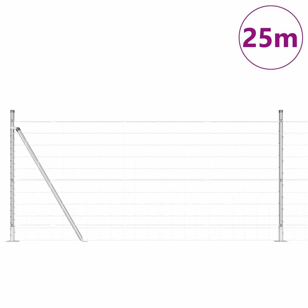 vidaXL Zaun mit Pfosten Silber 1 x 25 m Stahl