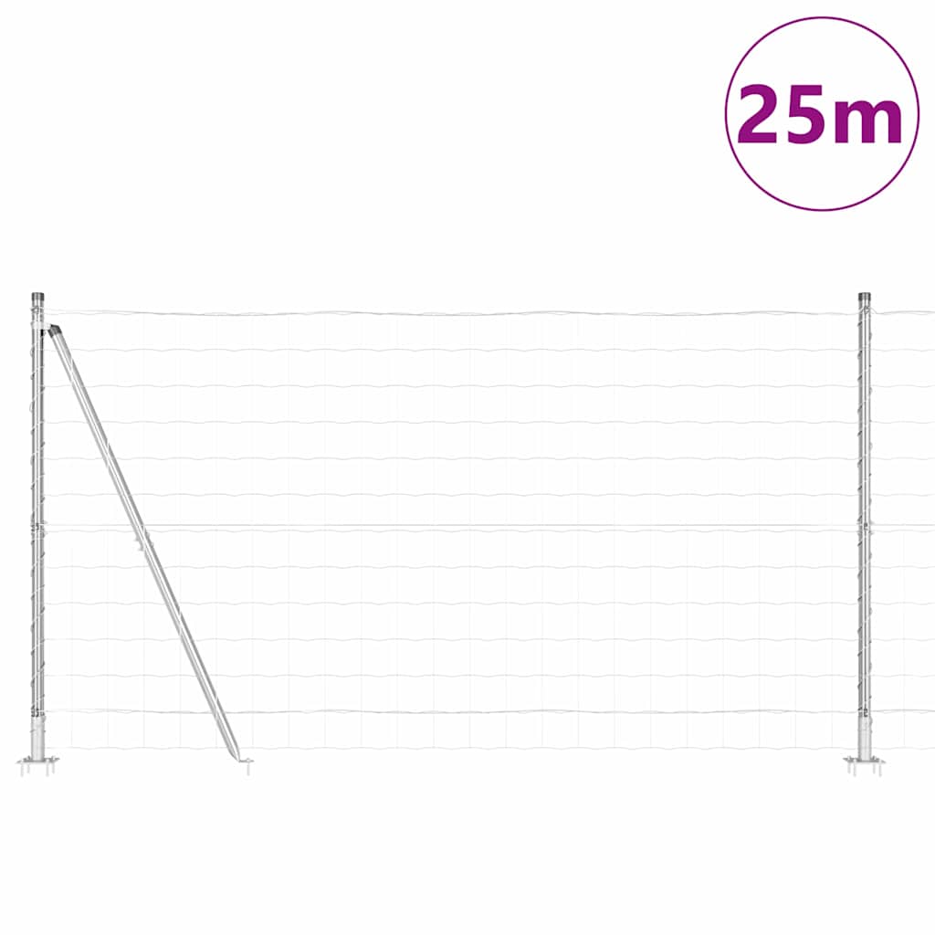 vidaXL Zaun mit Pfosten Silber 1,2 x 25 m Stahl