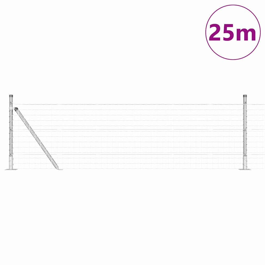 vidaXL Zaun mit Pfosten Silber 0,4 x 50 m Stahl