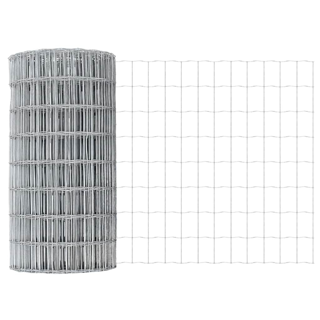 vidaXL Zaun mit Pfosten Silber 0,4 x 50 m Stahl