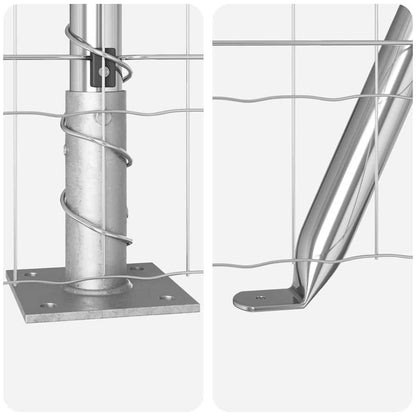 Zaun mit Pfosten Silber 0,4 x 50 m Stahl