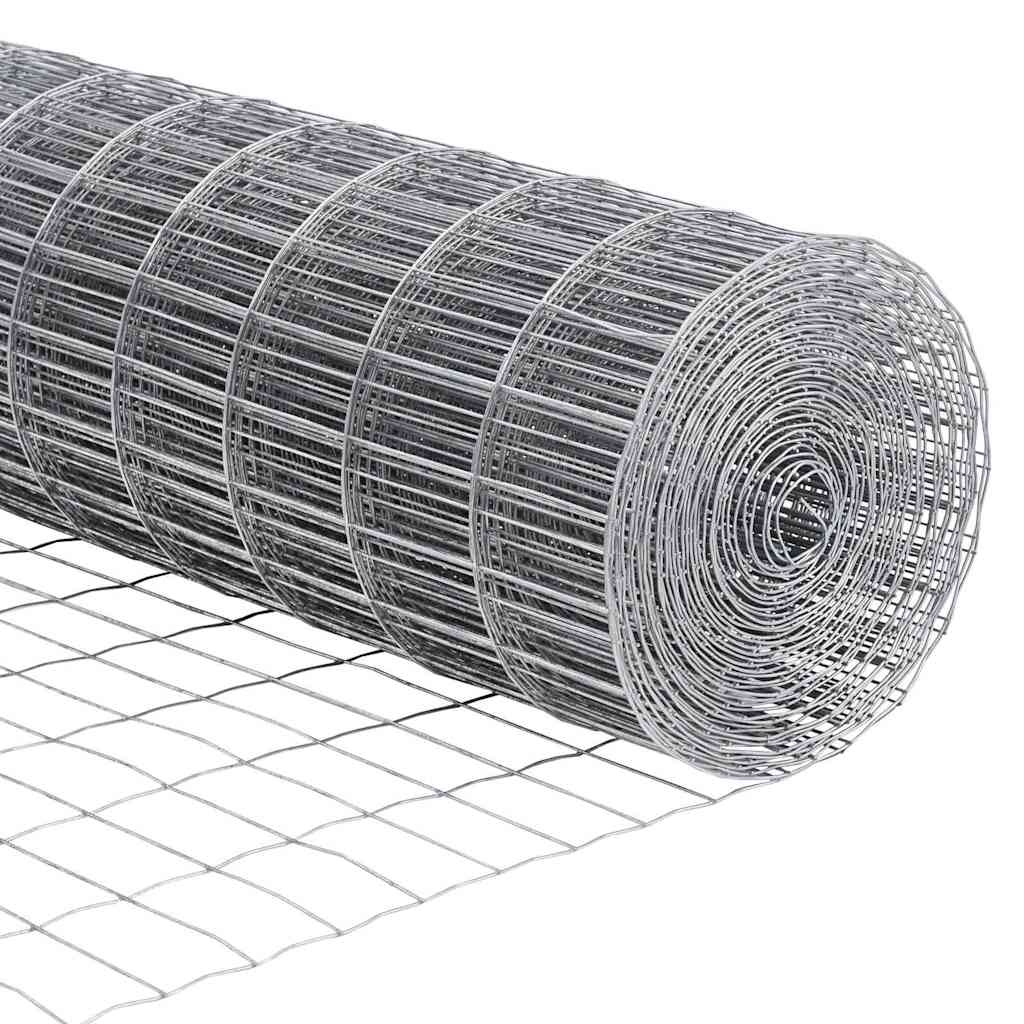 vidaXL Zaun mit Pfosten Silber 0,6 x 50 m Stahl