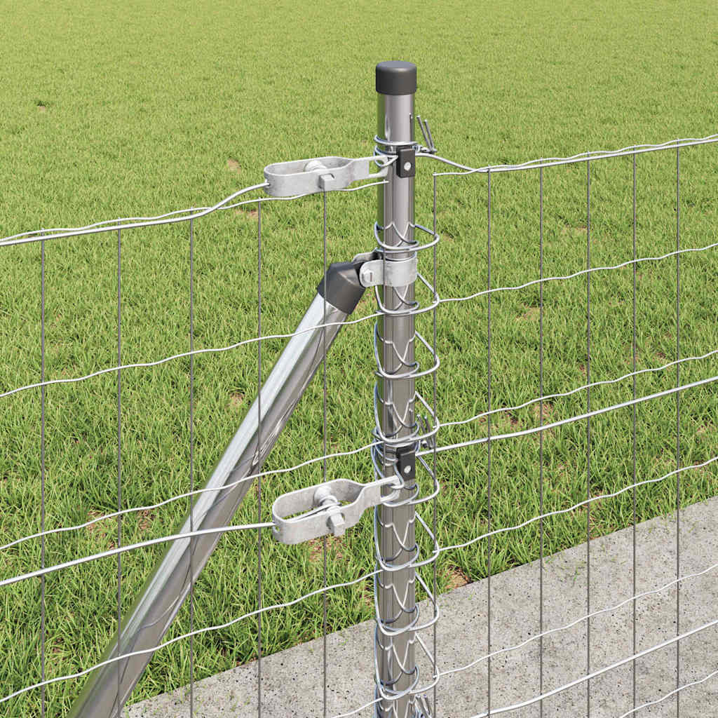 vidaXL Zaun mit Pfosten Silber 0,6 x 50 m Stahl