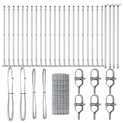 Zaun mit Pfosten Silber 0,4 x 50 m Stahl