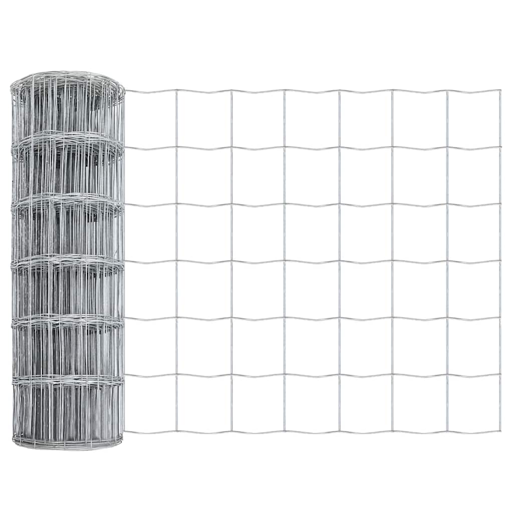 vidaXL Zaun mit Pfosten Silber 0,6 x 50 m Stahl
