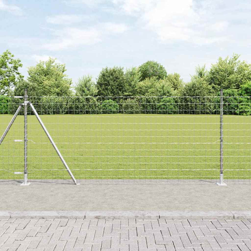 vidaXL Zaun mit Pfosten Silber 0,8 x 10 m Stahl