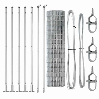 vidaXL Zaun mit Pfosten Silber 1,2 x 10 m Stahl