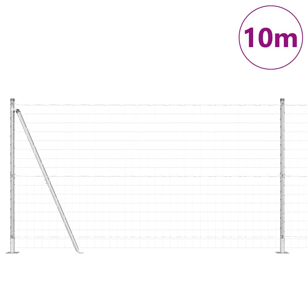 vidaXL Zaun mit Pfosten Silber 1,2 x 10 m Stahl