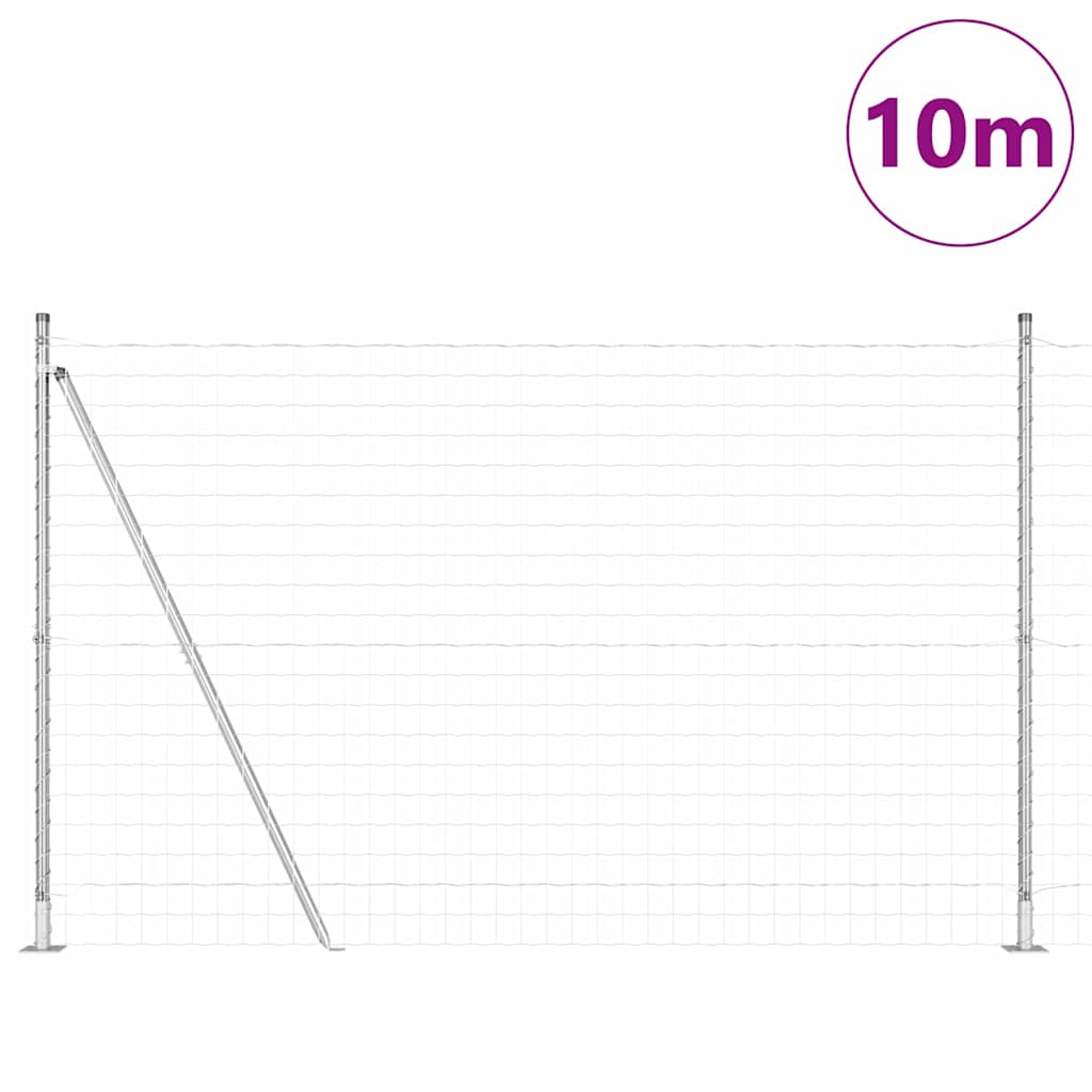 vidaXL Zaun mit Pfosten Silber 1,6 x 10 m Stahl