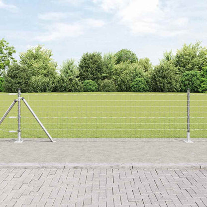 vidaXL Zaun mit Pfosten Silber 0,4 x 25 m Stahl