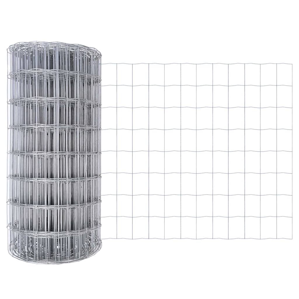 vidaXL Zaun mit Pfosten Silber 0,6 x 25 m Stahl