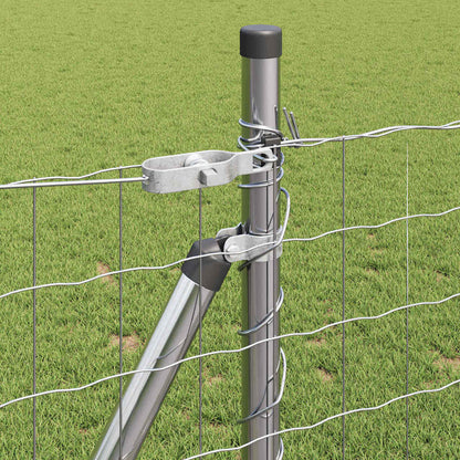 vidaXL Zaun mit Pfosten Silber 0,8 x 25 m Stahl