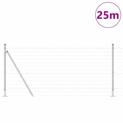 vidaXL Zaun mit Pfosten Silber 0,8 x 25 m Stahl
