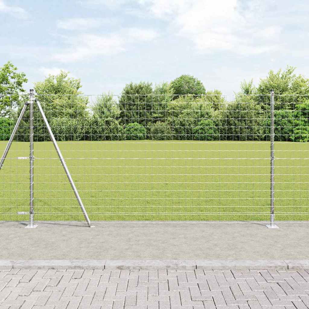 Zaun mit Pfosten Silber 1,2 x 25 m Stahl