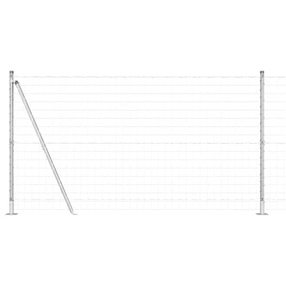 Zaun mit Pfosten Silber 1,2 x 25 m Stahl