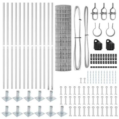 Zaun mit Pfosten Silber 1,2 x 25 m Stahl