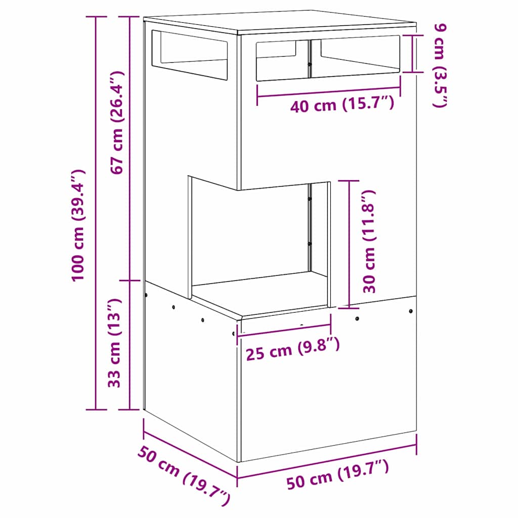 Feuerstelle Schwarz 50 x 50 x 100 cm Stahl