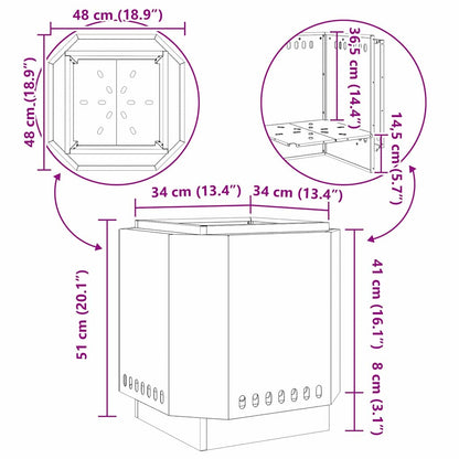 Rauchfreier Feuerkorb Schwarz 48 x 48 x 51 cm Stahl