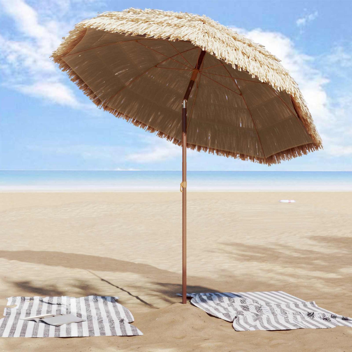 vidaXL Garten-Sonnenschirm Natur 205 x 205 x 210 cm