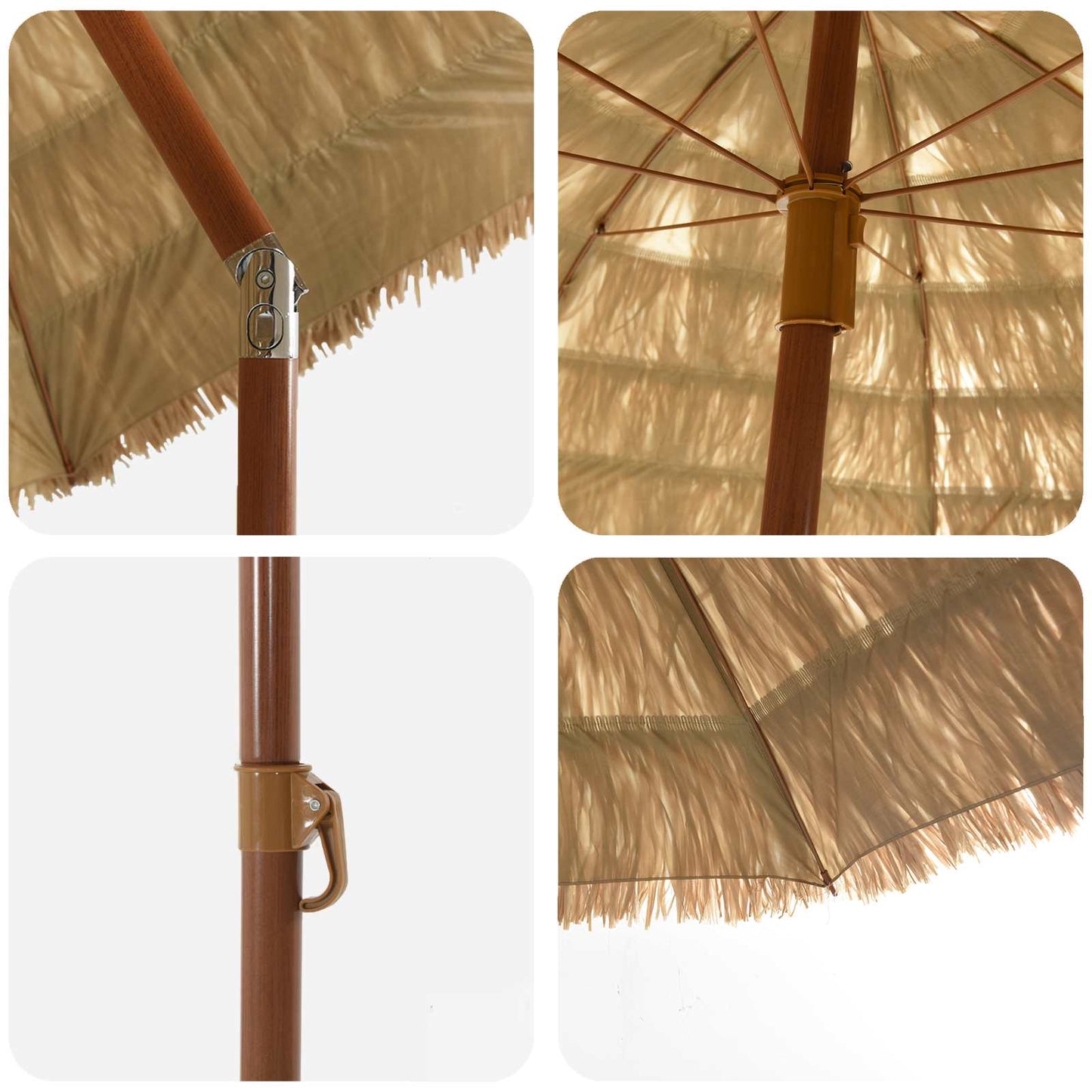 vidaXL Garten-Sonnenschirm Natur 255 x 255 x 255 cm