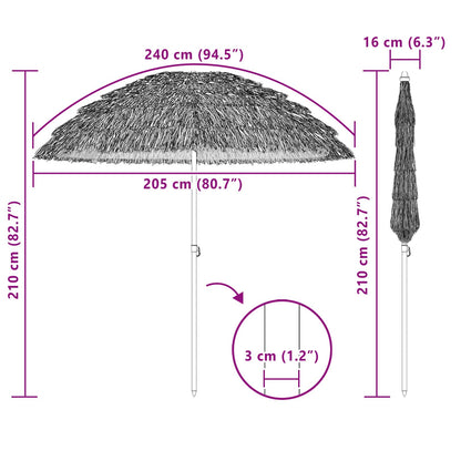 vidaXL Strandparasol Natur 255 x 255 x 255 cm Polyester und Stahl