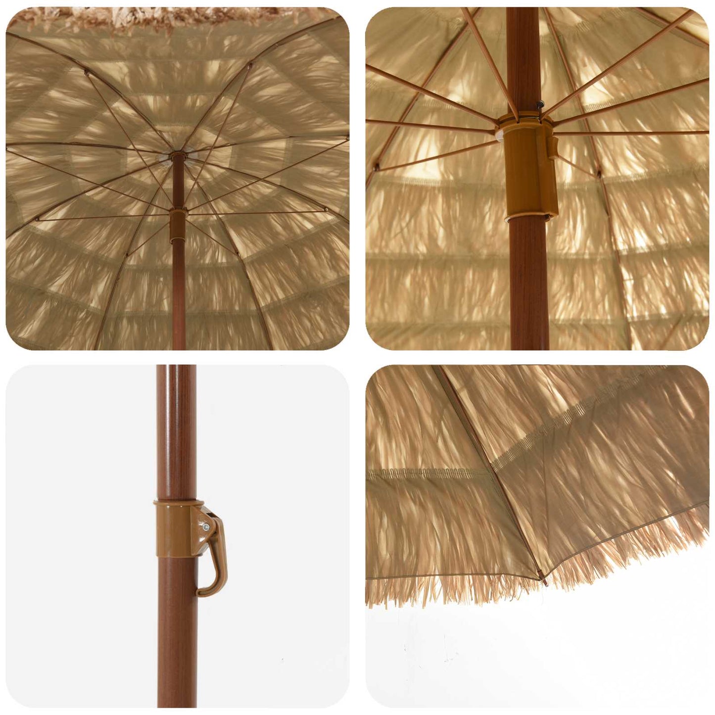 vidaXL Strandparasol Natur 255 x 255 x 255 cm Polyester und Stahl