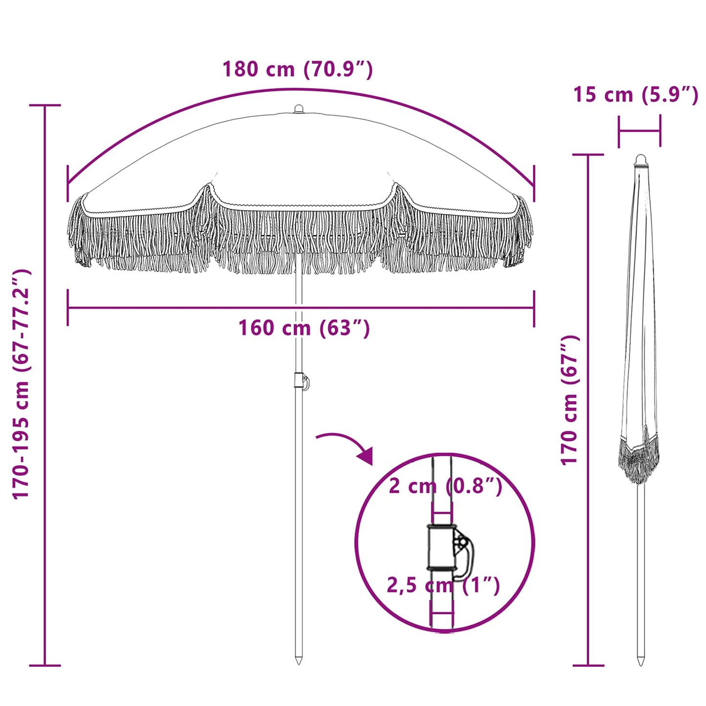 vidaXL Parasol de plage jaune et blanc 160 x 160 x 196 cm