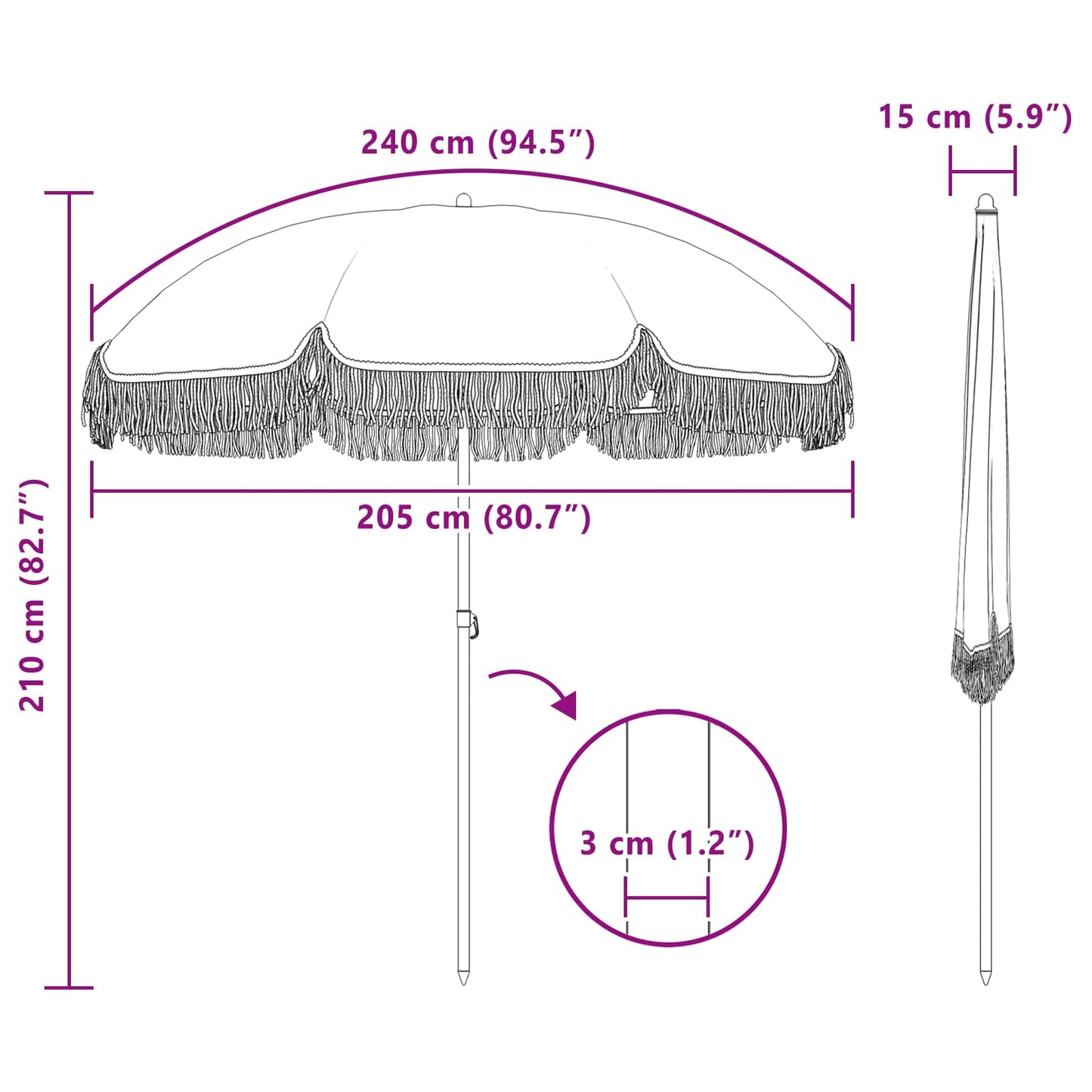 vidaXL Parasol de plage jaune et blanc 205 x 205 x 210 cm