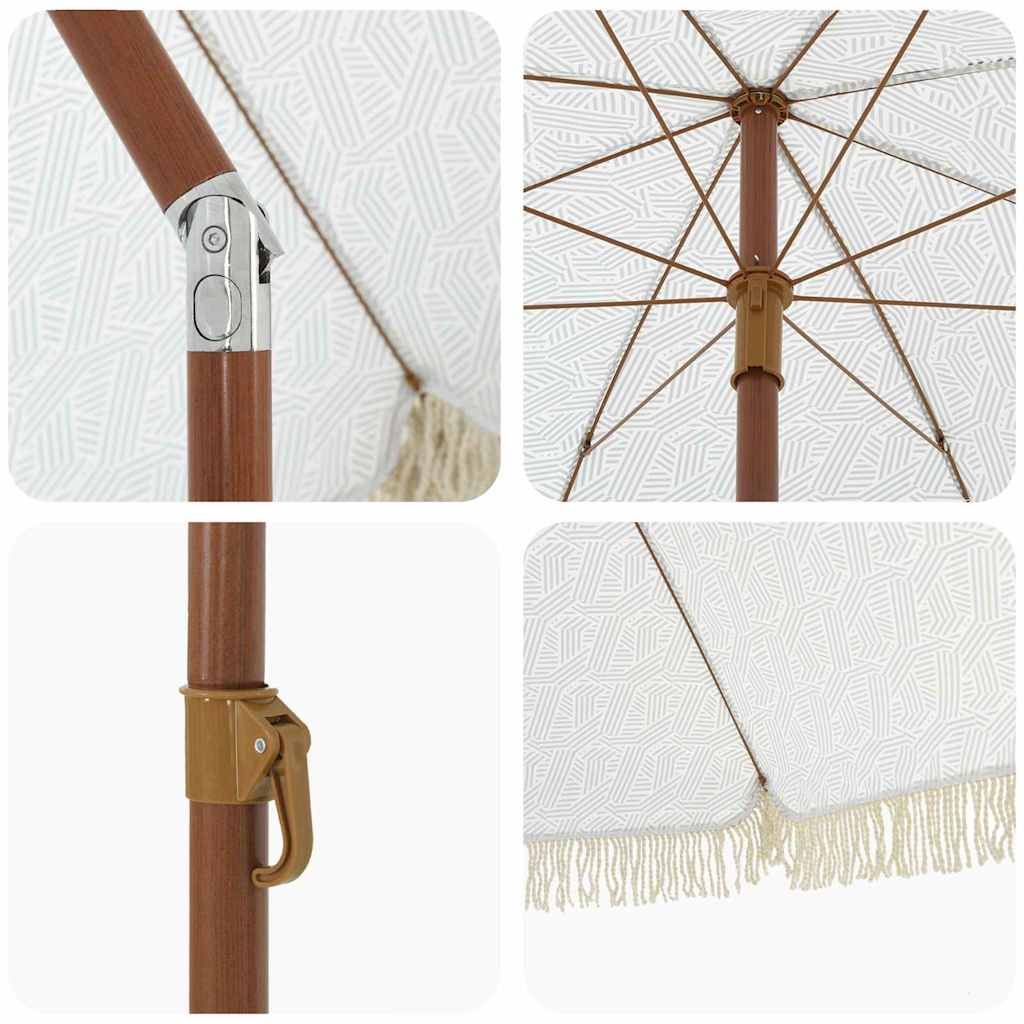 vidaXL Parasol de plage gris et blanc 205 x 205 x 210 cm