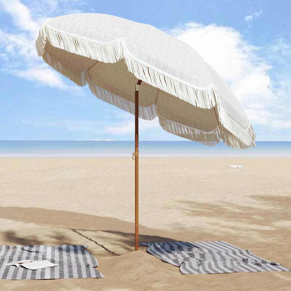 vidaXL Parasol de plage gris et blanc 205 x 205 x 210 cm