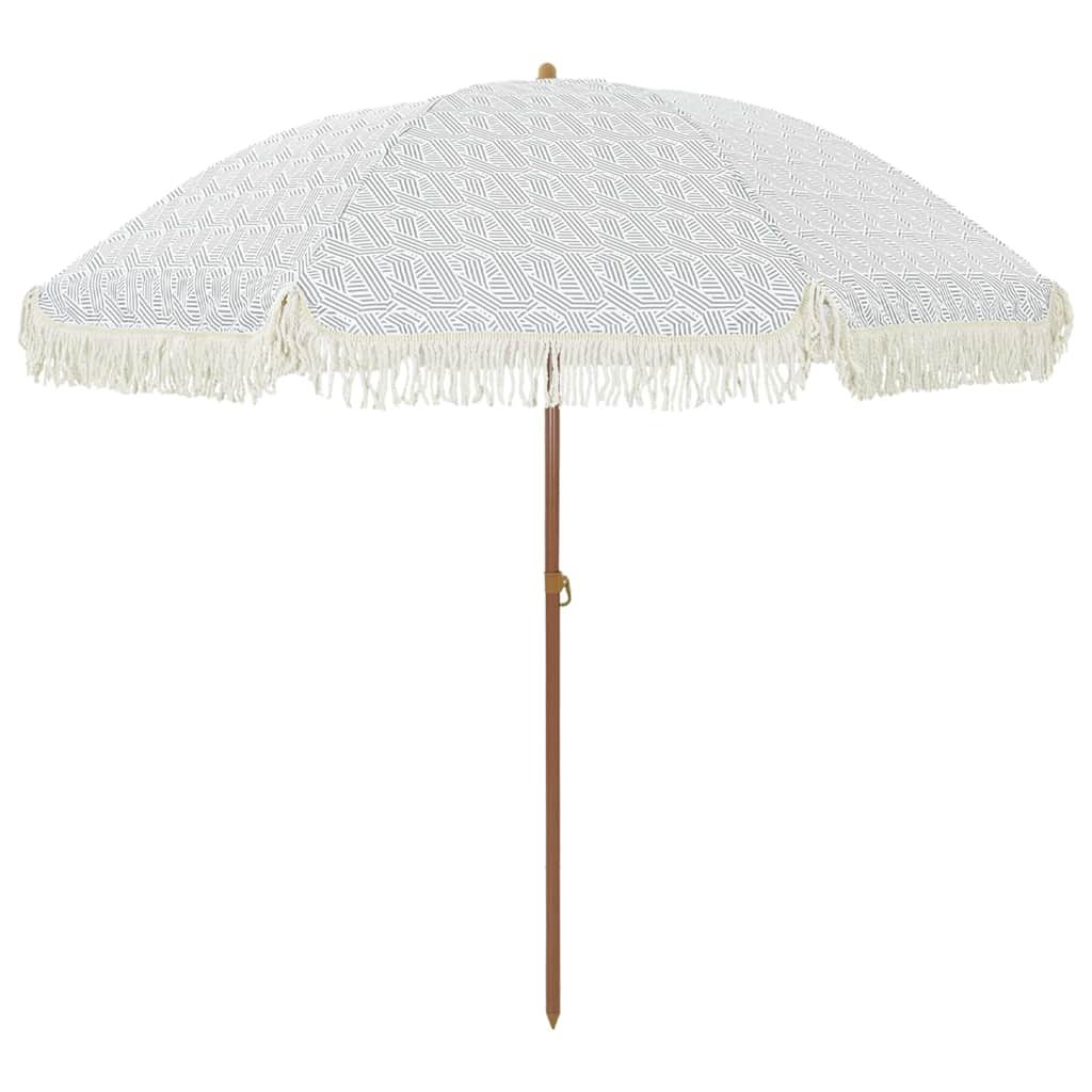vidaXL Parasol de plage gris et blanc 205 x 205 x 210 cm