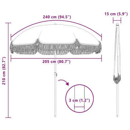 vidaXL Parasol de plage gris et blanc 205 x 205 x 210 cm