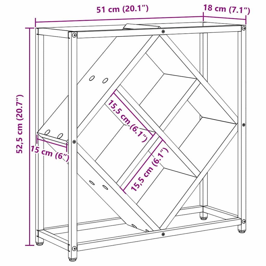 Weinregal Artisan-Eiche 51 x 18 x 52,5 cm Holzwerkstoff