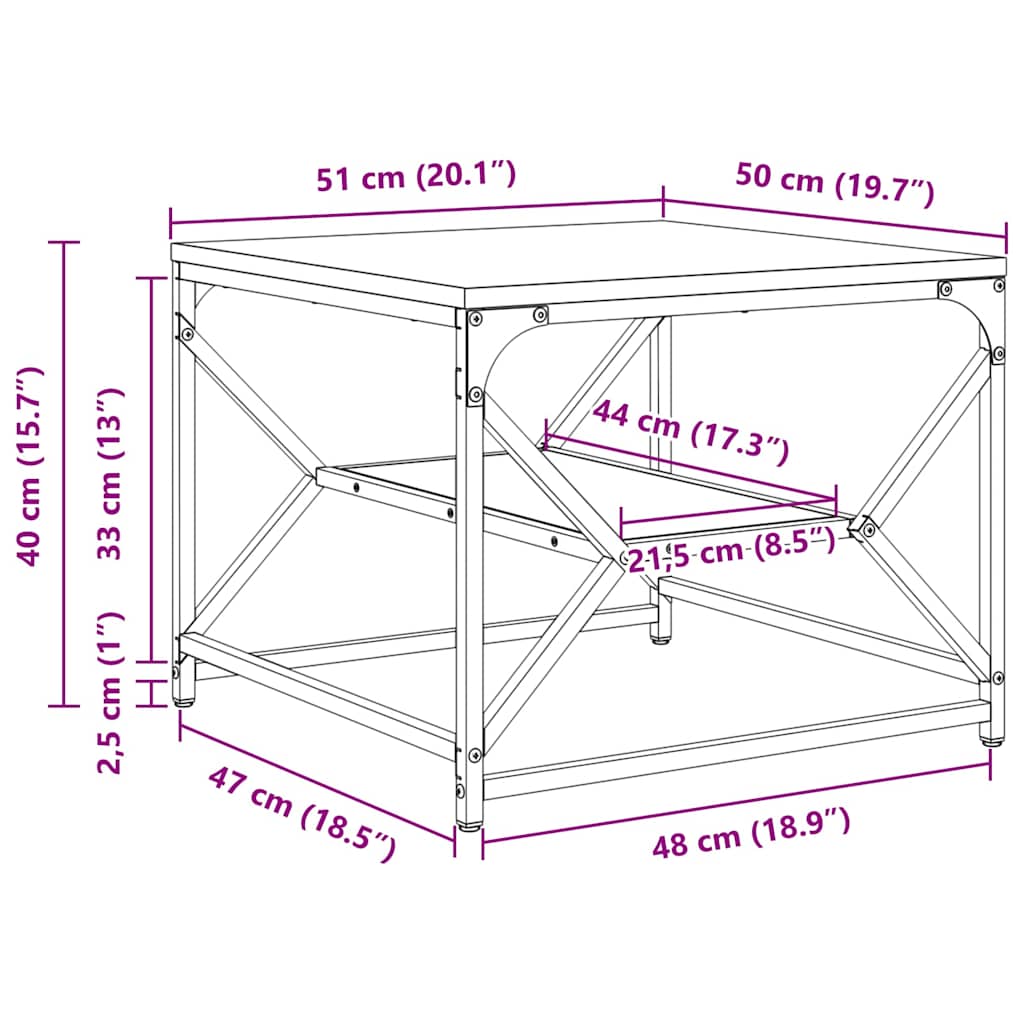 Couchtisch Graues Sonoma 51 x 50 x 40 cm
