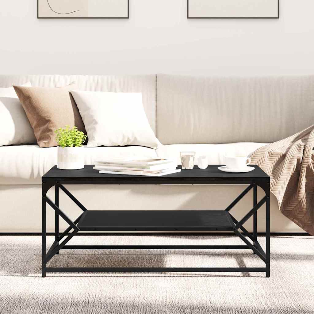 vidaXL Couchtisch Schwarz Eichen-Optik 90 x 50 x 40 cm